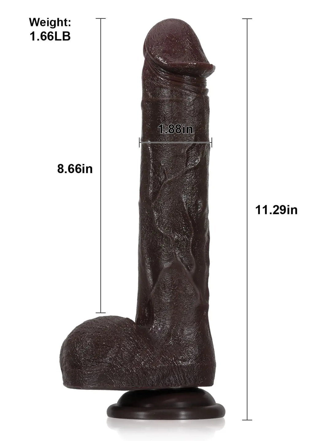 Flair - 11.29" x 1.88" Black Big Vibrating Thrusting Dildo 7 Modes Thrusting & 3 Modes Vibrating
