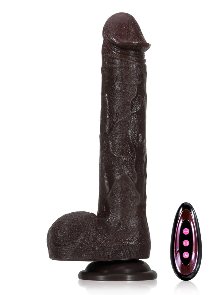 Flair - 11.29" x 1.88" Black Big Vibrating Thrusting Dildo 7 Modes Thrusting & 3 Modes Vibrating