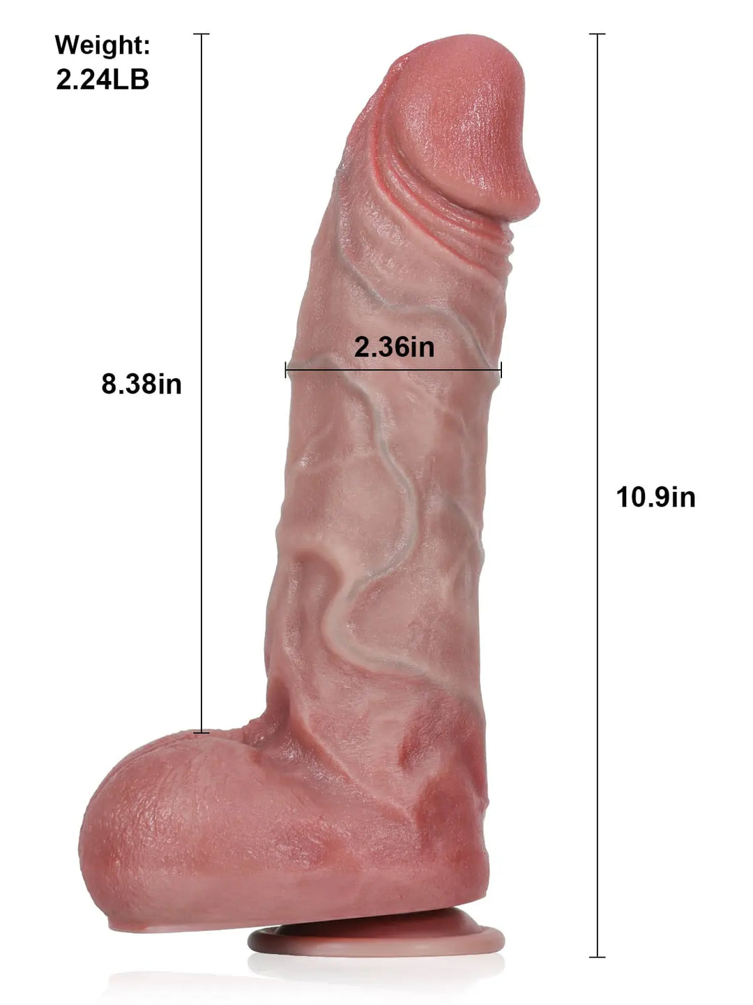 Brute 10.9" x 2.3"  Vein Thick Thrusting Vibrating Dildo