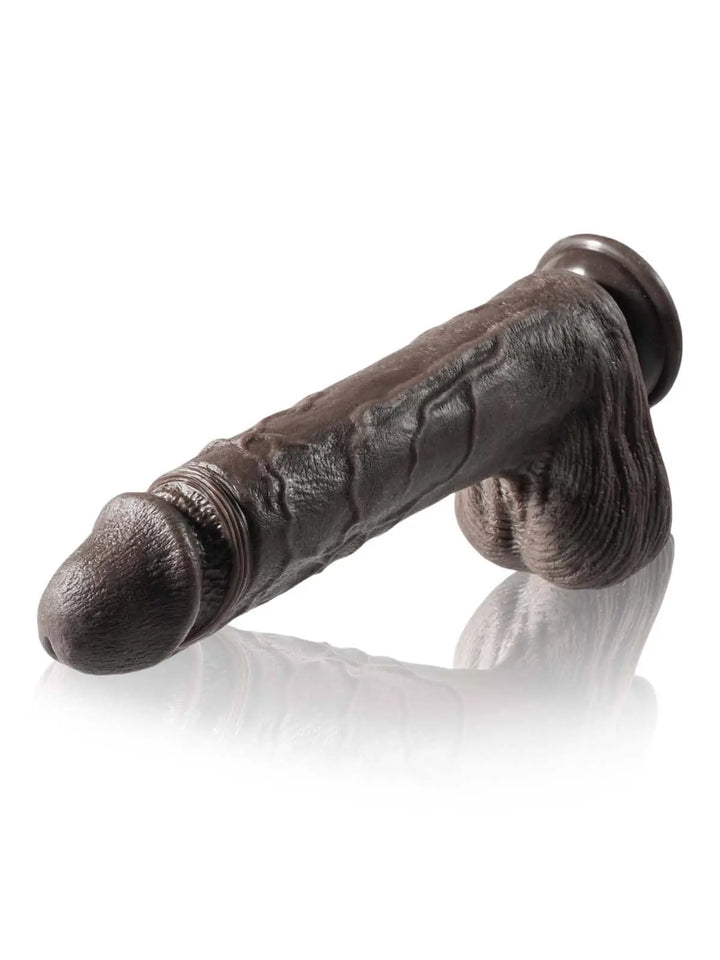 Axel 10" x 1.9" Black Big Vibrating Thrusting Dildo