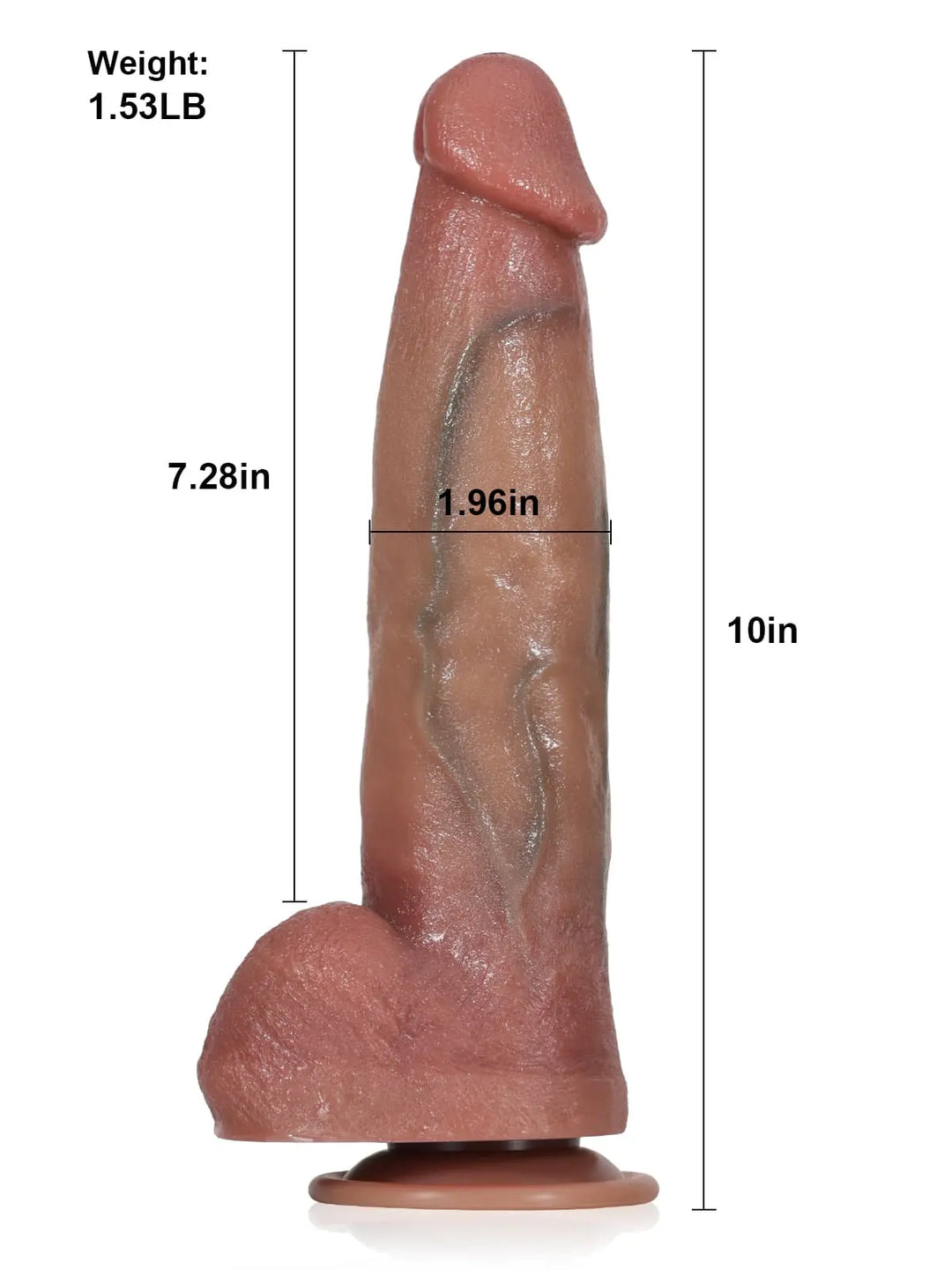 Tease 10" x 1.9" Huge Realistic Thrusting Dildo