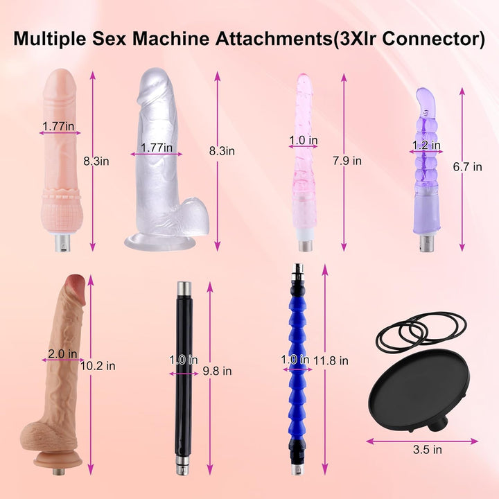 7-in-1 Automatic Thrusting Sex Machine with 7 Attachments