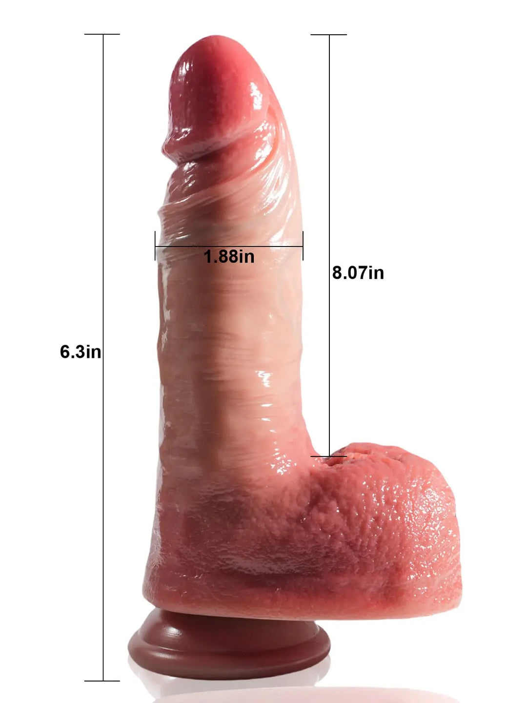 Brawn 8" x 1.8" Life Like Vibrating Thrusting Dildo