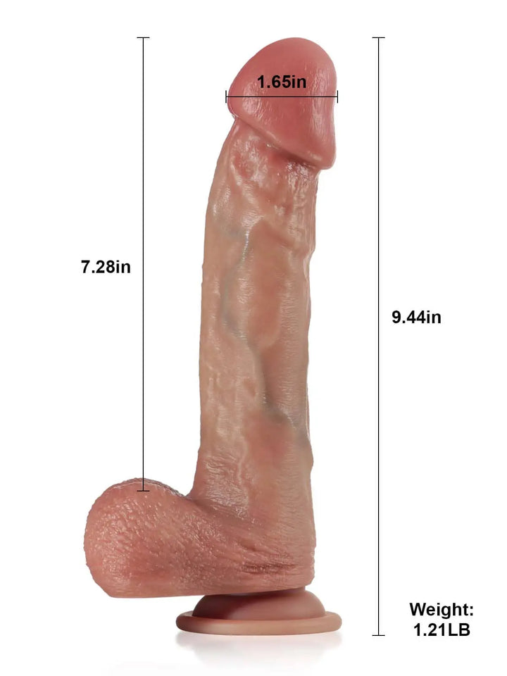 Adrian 9.4" x 1.6" Fast Thrusting Pulsating Mushroom Head Glans Dildo