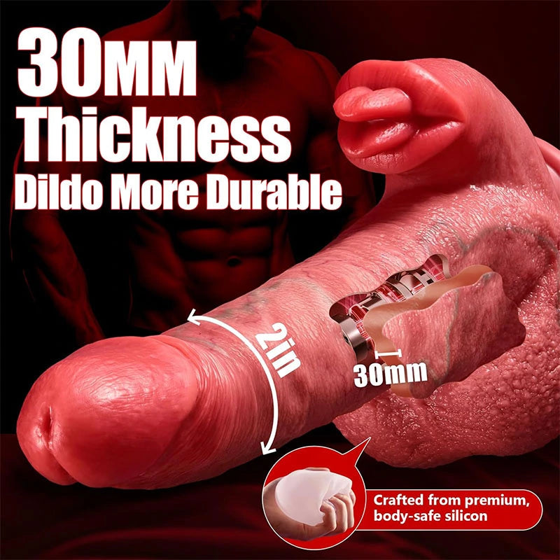 Auron - 9.4" x 1.7" Double Head Licking Rabbit Dildo with 7 Thrusting & 3 Vibrating Modes