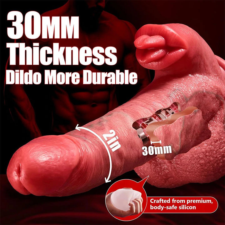 Auron - 9.4" x 1.7" Double Head Licking Rabbit Dildo with 7 Thrusting & 3 Vibrating Modes