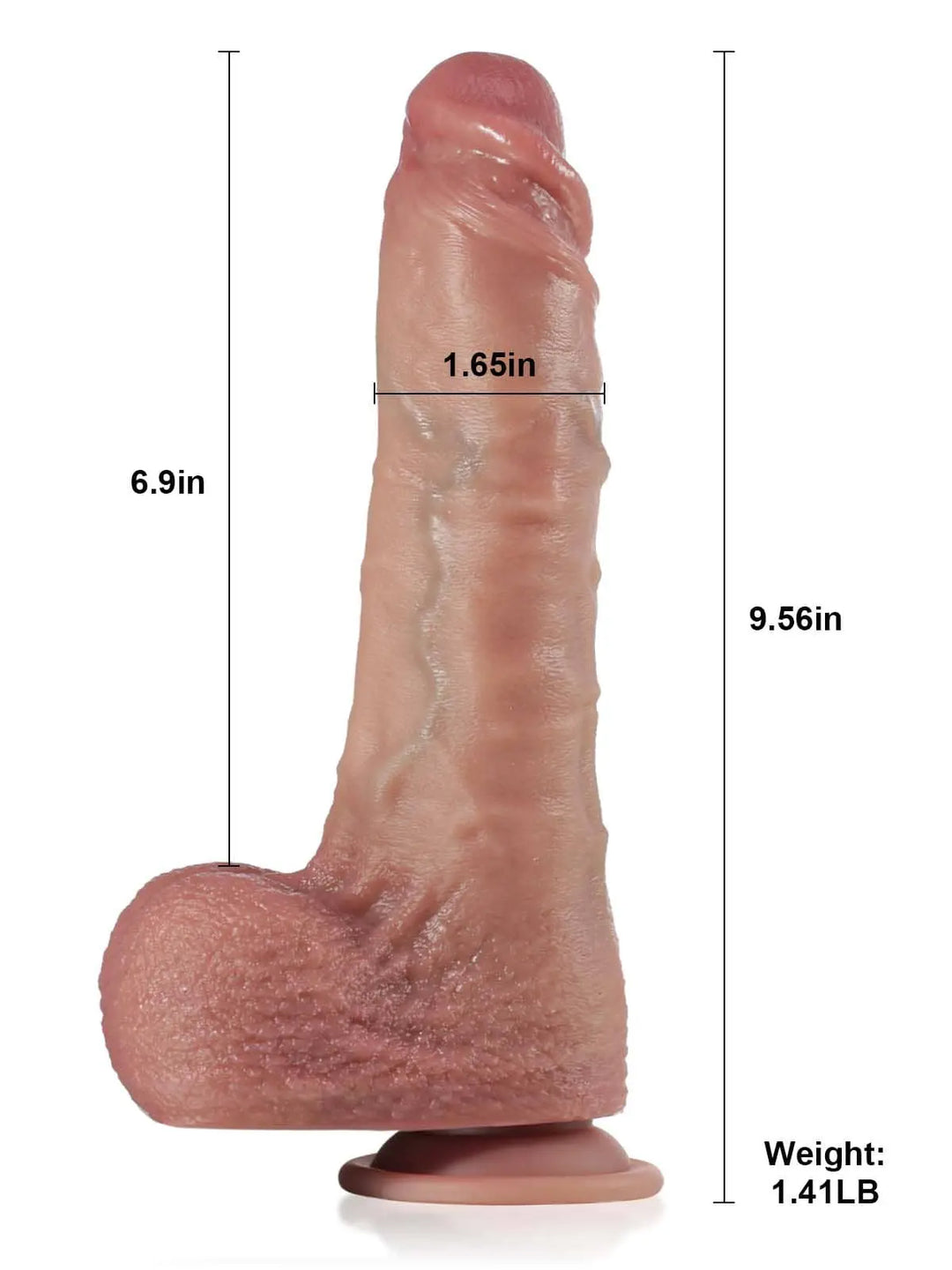 Felix 9.6" x 1.6" Fast Thrusting Pulsating Tilt Head Dildo