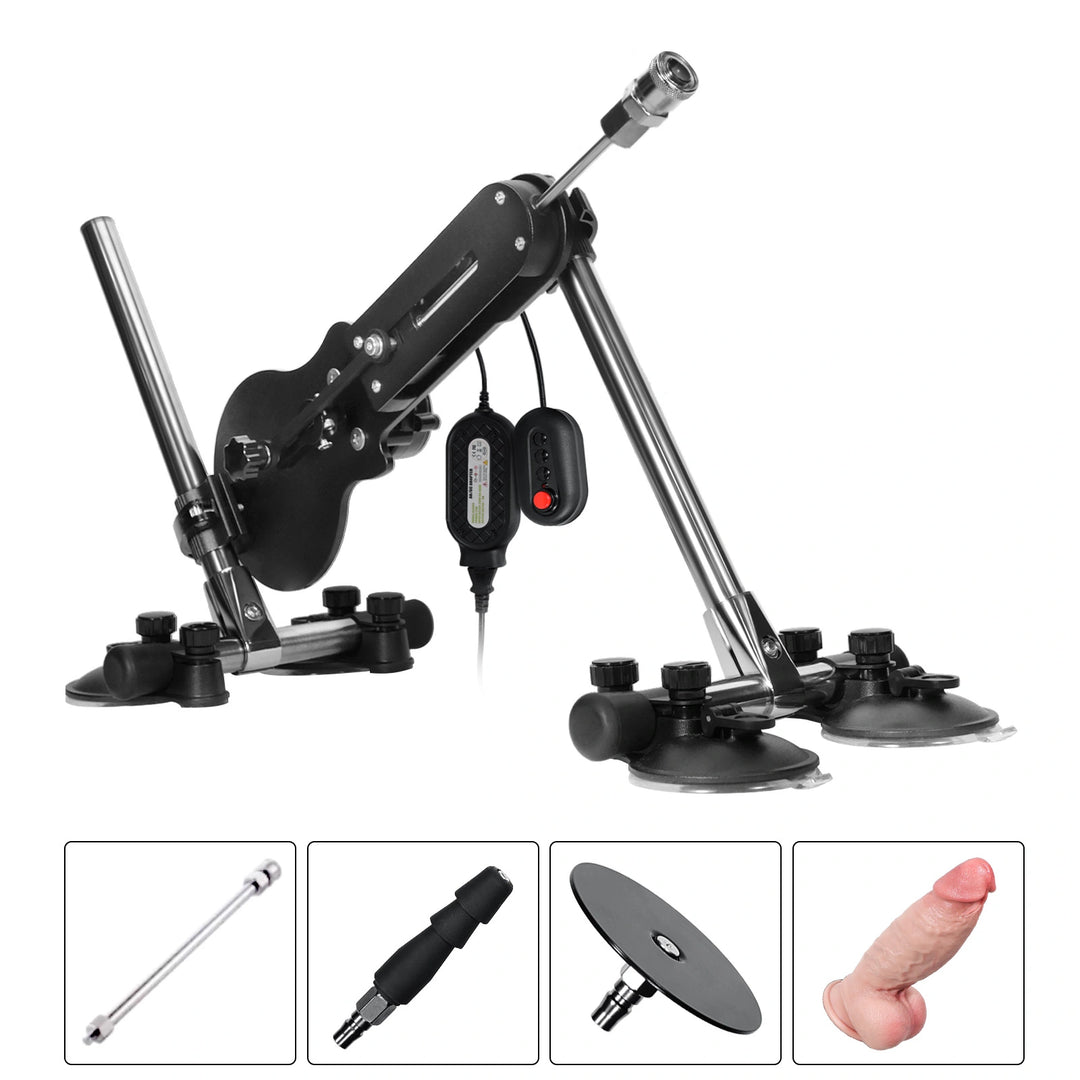 Premium Metal Thrusting Sex Machine with Wired Remote & Suction Base（Equipped with Realdick dildo）