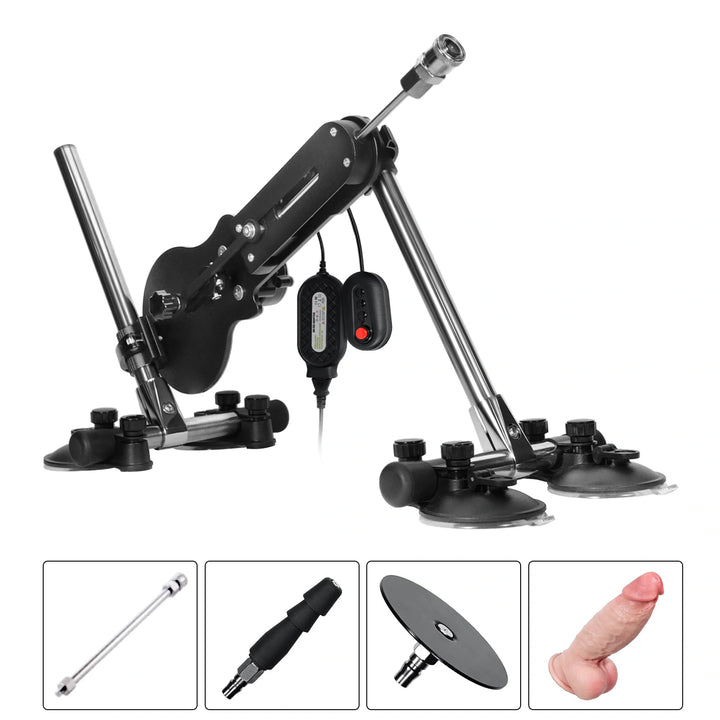 Premium Metal Thrusting Sex Machine with Wired Remote & Suction Base（Equipped with Realdick dildo）