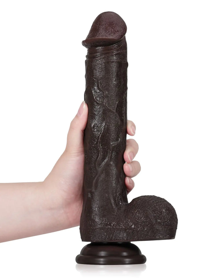 Flair 11.29" x 1.88" Huge Black Pulsating Dildo