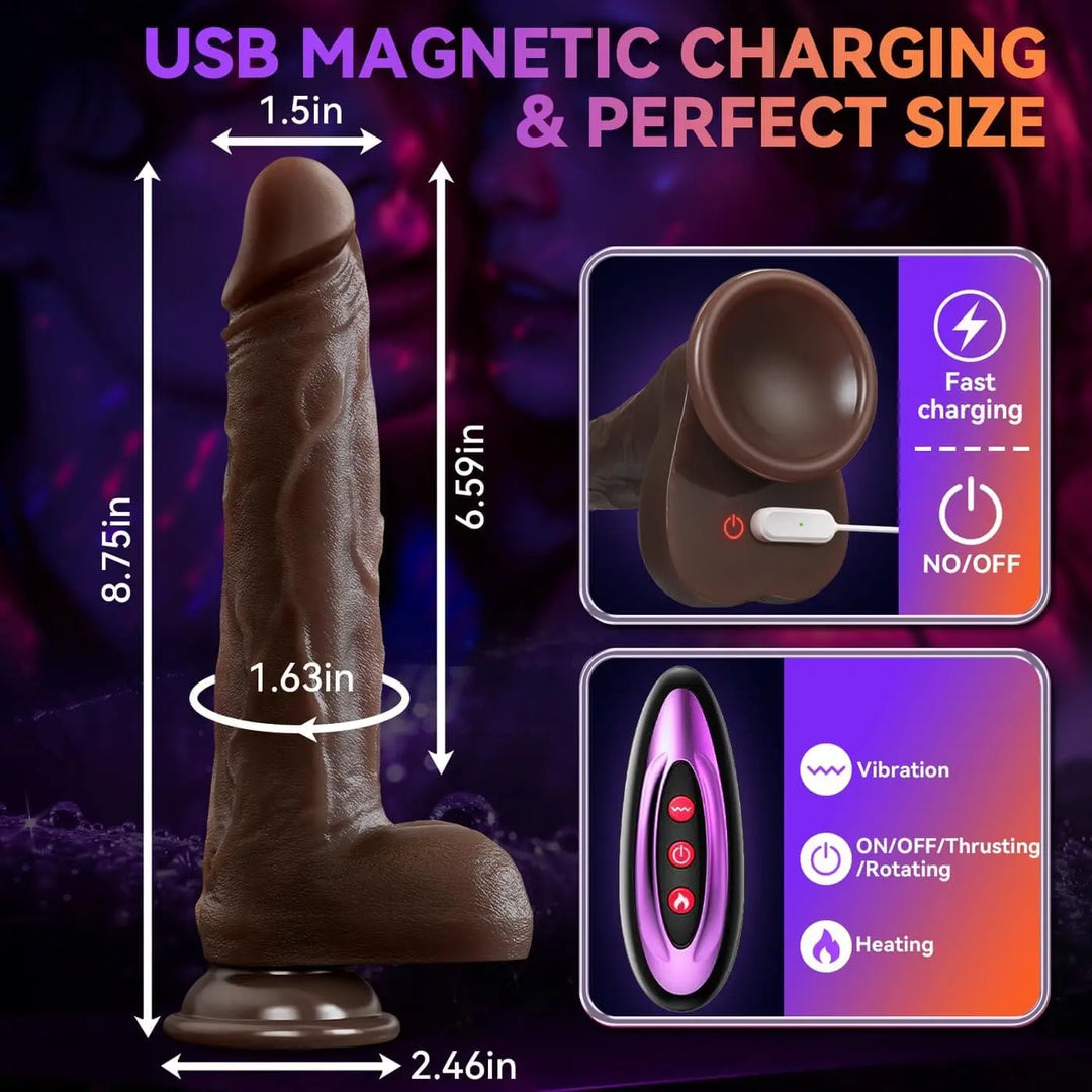Titan Thrusting Dildo Black Dildo